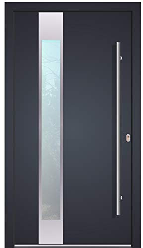 Haustür Welthaus WH75 RC2 Premiumtür Aluminium mit Kunststoff LA150Tür 1100x2100mm DIN Rechts Farbe aussenanthrazit 7016 Innen weiß außengriff BGR1400 innendrucker M45 Zylinder 5 Schlüßel