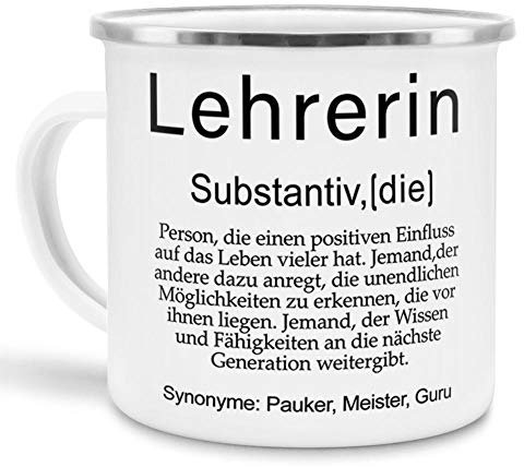 Tassendruck Tasse mit Definition Lehrerin - Wörterbuch/Geschenk-Idee/Dictionary/Beruf/Job/Arbeit/Emaille klein