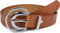 styleBREAKER Damen Gürtel Unifarben mit Oberfläche in Krokodilleder Optik und Halbmond förmiger Schließe, kürzbar 03010108, Größe:90cm, Farbe:Cognac
