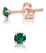 Pendientes Verdes Mujer Pequeños - Oro Rosa y Cristal Swarovski 3 mm - Plata de Ley 925 Chapados - Esmeralda - Aretes