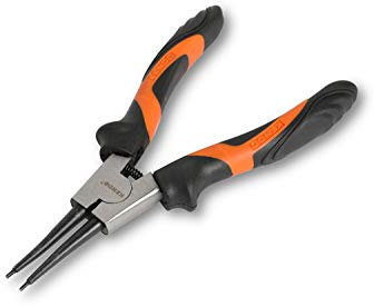 KENDO Alicates para anillos de seguridad, 180 mm de longitud, con mango ergonómico Soft Touch de 2 componentes y acero para herramientas C45