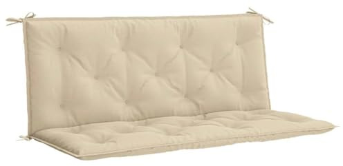 vidaXL Cojín de Banco de Jardín, Cojín de Columpio Asiento, Cojín de Mueble, Cojín para Patio Terraza, Tela Oxford Beige 120x(50+50) x7 cm