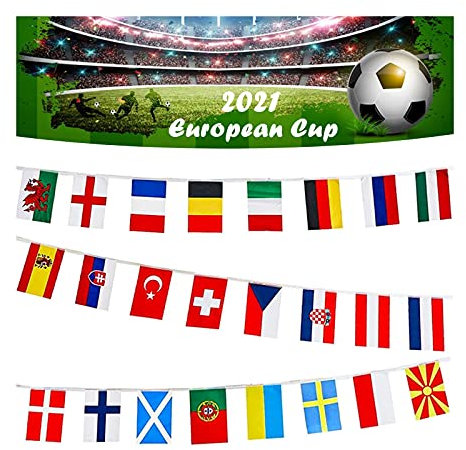 European Football Championship Nation Flags,European Cup Flags,World Football Flags,Euro Football Flags,String Flag,All 24 Participating Teams Flag Bunting for Garden,Bar,Restaurant,Party Decoration