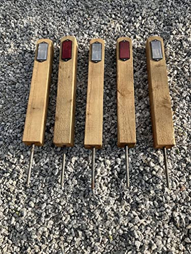 Roseland Saddlery 5 x 22 inch (55cm) Timber Front and Rear Reflective Keep Off Grass Verge Posts Boundary Markers, Push in Ground