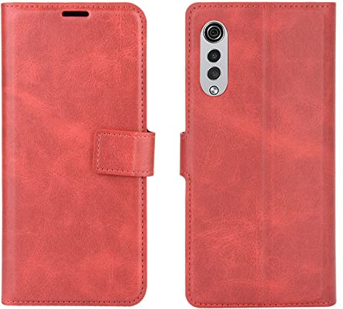 Kezaizhe Klapphülle für LG Velvet Hüllen PU Leder Wallet Schutzhülle Schutz Mobiltelefon Flip Back Cover für Velvet LG Velvet 5G 4G LTE Tasche Handy Zubehör (Red)