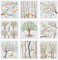 FINGERINSPIRE 9 Stück Lebensbaum Schablonen 20x20cm Baum Vögel Hirsch Malschablone Wiederverwendbare Espenbäume Lebensbaum Schablonen zum Malen auf Holz Leinwand Stoff Wand Fliesen