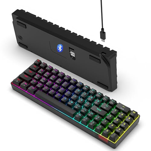 AJAZZ AK692 60% Prozent Hotswap Numberpad Mechanische Kabellose Gaming Tastatur RGB Beleuchtung Light up Keypad 4000 MAh Bluetooth 5.0 Type C Wired Für MacBook Laptop PC Ad Phone - Blue Switch