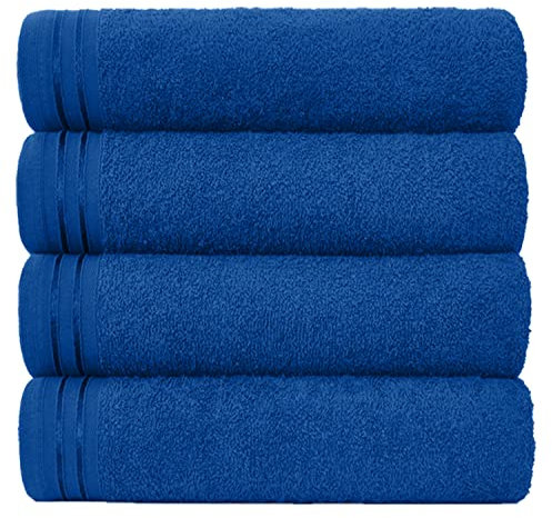 GC GAVENO CAVAILIA Large Towels Bath Sheet-Highly Absorbent Egyptian Cotton Towel Set-4 Pack Extra Soft Large Bath Towel Royal Blue-Quick Dry Bath Sheets-450 GSM Washable Towels, 75X135 Cm