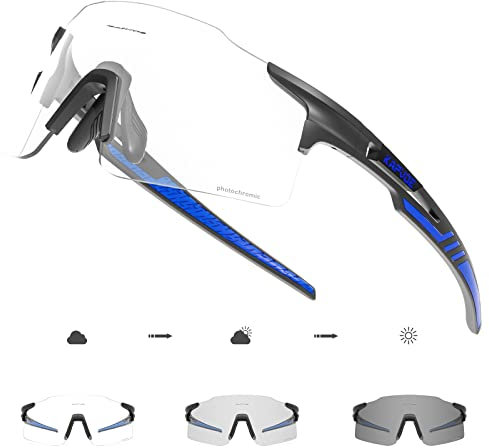 KAPVOE Fahrradbrille MTB Brille Selbsttönend Klar Radbrille Rennrad Sportbrille Sonnenbrille Radsport Laufen Golf Fahrerbrille Baseball Herren Damen