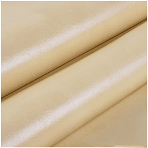 Cotogni Gestepptes Leder Beige Pu-Leder Glatte, Weiche Und wasserdichte Wachsartige Leder 0,75mm Dicke Für Sofa, Wanddekoration, Taschen (1,6 M * 1m)