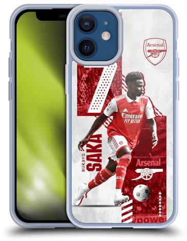 Head Case Designs Licenciado Oficialmente Arsenal FC Bukayo Saka 2022/23 Primer Equipo Caso Funda de Gel Suave Compatible con Apple iPhone 12 Mini