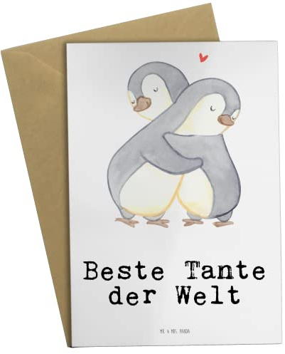 Mr. & Mrs. Panda babykarte Pinguin Beste Tante der Welt - Geschenk, Nichte, Taufe, einladungskarten, Grußkarten, hochzeitskarten, neujahrskarte, weihnachtskarten, Neffe, Familie, Geschenkidee