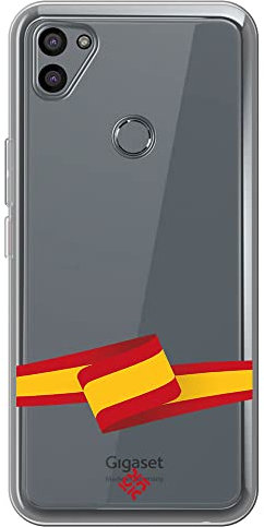 Movilshop Funda para [ Gigaset GS5 ] Dibujo Auténtico [ Bandera España ] de Silicona Flexible Transparente Carcasa Case Cover Gel para Smartphone.