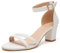 DADAWEN Escarpins Femme Bout Ouvert Sandales Bride Cheville Bloc Talon 6CM Blanc 37
