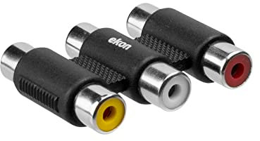 Ekon Adattatore prolunga RCA, Adattatore Video, 3 RCA femmina, per fotocamere, TV, Smart TV, Monitor, Wii, Nintendo Switch, PlayStation, Laptop, PC