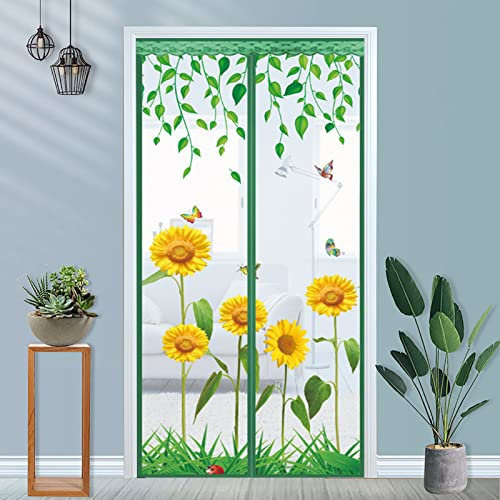 JYHCD Zanzariera Magnetica per Porte Girasole, Tenda Magnetica Zanzariera Porta Finestra, Facile da Installare, Adatto A Bambini E Animali Domestici,Disponibile in Tutte Le Misure,80x210cm(W x H)