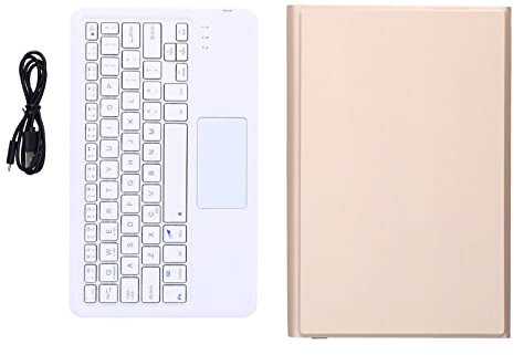 Étui pour Tablette Tab P11 Plus avec Clavier Clavier sans Fil ABS, Clavier sans Fil TPU Détachable Durable Cfor OMPuter Accessoires avec Couverture en Cuir Artificiel (Or)