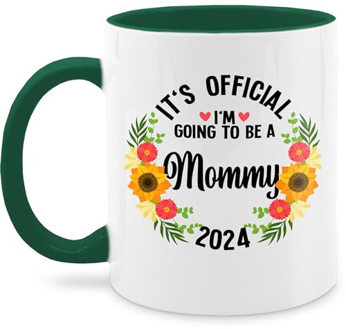 Tasse Tassen 325ml - It's official I'm going to be a Mommy 2024 I Werdende Mama Geschenk - 325 ml - Petrolgrün - mutter tags für tag geschenke muttertag mamas beste muttertagsgeschenke