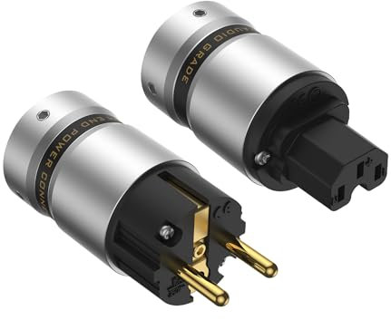 Brollitest 1 Pair High-end Schutzkontaktstecker Schuko Stecker Rhodiniert+ IEC 320 Kaltgerätebuchse C15 Für High End Netzkabel (Gold Plated)