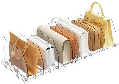 SPACEKEEPER Regalteiler für Schrank, verstellbare Geldbörsen-Organizer, Handtaschen-Trenner, Aufbewahrung, Organizer, Bücherregal-Trenner, Trennwände im Schlafzimmer, Büro, Küche, Bad, Transparent