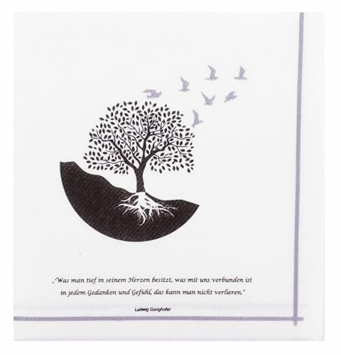 APARTina Airlaid Servietten Trauerfeier 33 x 33 cm, 1/4-Falz, stoffähnliche Serviette, Trauerservietten, Servietten für Beerdigung Trauerfeier Trauerserviette - LEBENSBAUM
