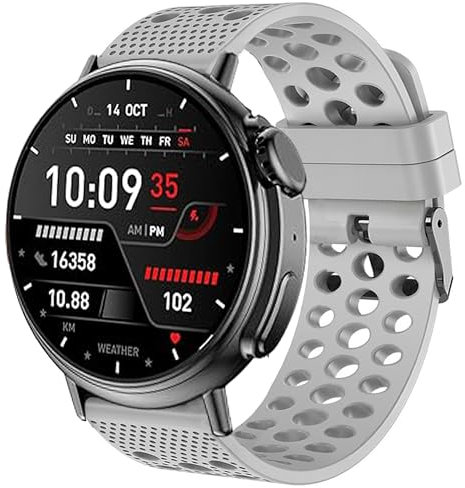 Blueshaweu Bracelet Compatible pour AMZSA Smart Watch, Respirant Sport Silicone Classique Bracelet De Remplacement Compatible pour Montres connectées AMZSA GT88 1,52 Pouces Smartwatch (Gris)