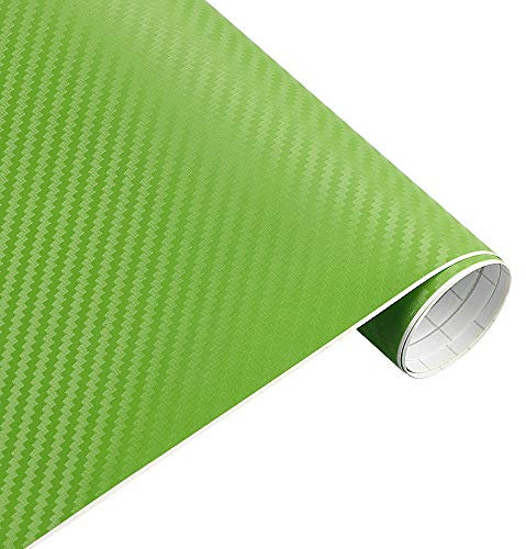 Vehicle Wrap For Paint Protection Film, 50cm wide 3D Carbon Fiber Vinyl Film 3M Car Stickers Waterproof DIY Auto Vehicle Motorcycle Car Styling Wrap Roll Car Styling Interior/Exterior (Color : Green