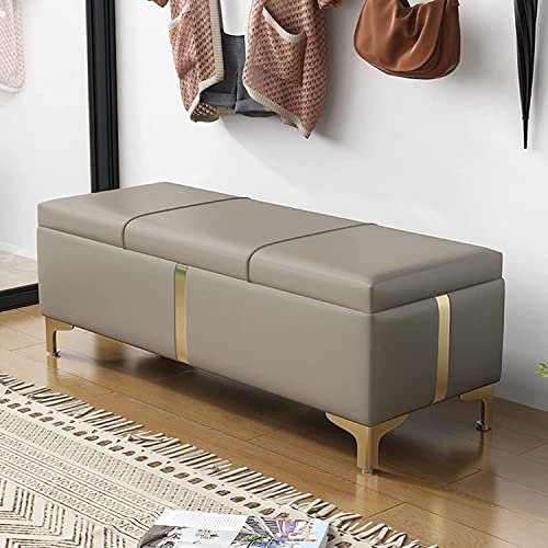 Aufbewahrungsbank, mit Samt getuftete gepolsterte Sofabank, mit großem Stauraum, 80 x 39 x 40 cm, Ottoman-Bank, für Wohnzimmer, Eingangsbereich, Schlafzimmer, modern (Dunkelgrau)