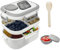 HNNJCK Bento Lunchbox mit Fächern, 2 Lagige Brotbox Vesperbox Brotdose Auslaufsicher Erwachsene, Salatbox To Go Brotzeitbox Snackbox Frühstücksbox Jausenbox Butterbrotdose Schule（Weiß）