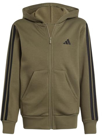 adidas Unisex Kinder Essentials Full Zip Hoodie, Olive strata/Black, 11-12 Years