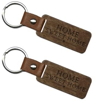 CLAMATO Porte-clés maison en bois - Nouveau couple Lui et Elle,Famille Personnalisé - Maison Nouvelle - Idées cadeaux de pendaison de crémaillère - Cadeaux pour Noël crochet porte-clés, Home Sweet