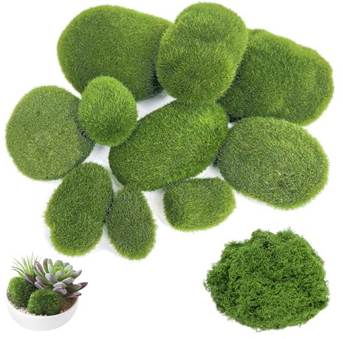 SNSYGN 11 Stück Kugelmoos, Grüne Bastelmoos Kunst Moos Terrarium Moos Künstliche Mooskugeln Moosbälle für Blumenarrangements, Garten, Terrarien und Basteleien