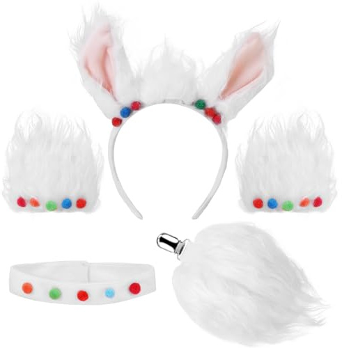 XEPST Tier Alpaka Kostüm Set, Lama Ohren und Schwanz Set mit Alpaka Ohren Stirnband Schwanz für Tierkostüm Cosplay Geburtstagsparty Zubehör Halloween Kostüm Kostümparty