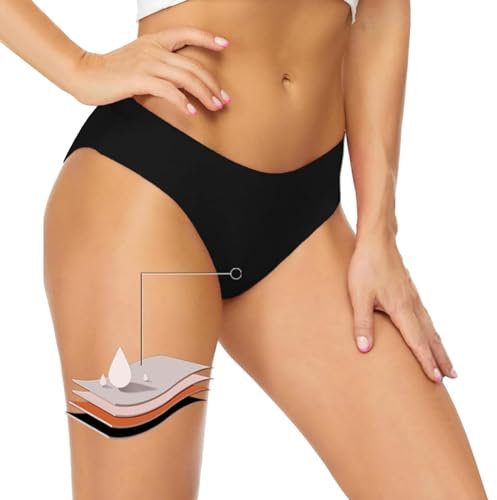 Perioden Bikinihosen für Damen, Perioden Bikinihose zum Schwimmen, Perioden Swimwear, Bikini Perioden Badebekleidung, Auslaufsichere Menstruationsunterwäsche für Mädchen Teenager Frauen (Black, M)