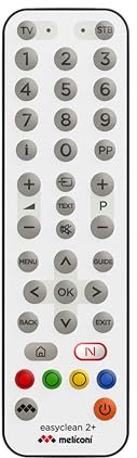MELICONI EASYCLEAN 2+ | Télécommande universelle 2 en 1 pour TV et décodeurs Idéal pour une utilisation dans la cuisine Grâce à son clavier étanche, il peut être nettoyé et désinfecté avec une extrême