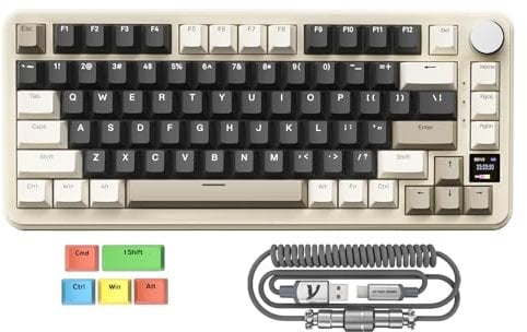 MAMBASNAKE x Attack Shark X85PRO Gasket Mechanische Tastatur, 75% kabellose Gaming-Tastatur mit TFT Screen und CNC Knob, 2,4 GHz/BT5.1/USB-C,5-lagige Polsterung,Hot-Swap Linearschalter,für PC,MAC,QMK