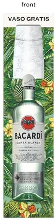 Bacardi Carta Blanca Ron Blanco Superior, Ron Caribeño Icónico, Óptimo para Cócteles con vaso, 37.5% Alcohol, 1L / 100 cl