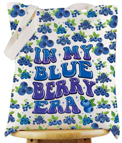 G2TUP Blueberry Canvas Tote Bag Blueberry Lover Gift In My Blueberry Era Shoulder Bag Blueberry Vibes Merchandise, My Blueberry Tb