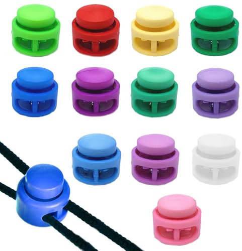 12 Stück Kordelstopper,Kordelstopper 2 Loch,Kordelstopper 1 Loch,Kordelstopper 8mm,Kordelklemme, 2-Loch Schlösser für Kordel,Kunststoff-Kordel Verschlüsse, für Kordelzug-Tasche, Kleidung (Farbig)