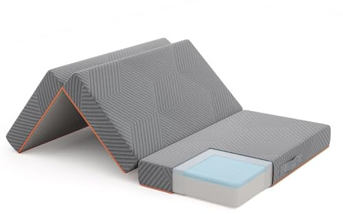 Vesgantti Klappmatratze Gästematratze 100x200cm, Höhe 15cm, 3-teilige Gel Schaumstoff Faltmatratze für Reisen, Camping, Boden, Gästebett, waschbarem Bezug Faltbare Matratze Öko-Tex Zertifiziert