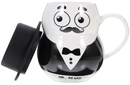 SHOWERORO 400ml Weihnachten Schneemann Keramik Becher Gentleman Stil Kaffee Tasse Deckel Schneemann Wasser Tasse