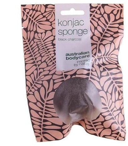 Spugna Viso Konjac – per una Delicata Pulizia ed Esfoliazione contro le Impurità della Pelle – con Carbone Attivo – Australian Bodycare