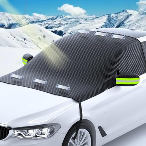 Anyingkai Frontscheibenabdeckung Winter,Windschutzscheibenabdeckung Eingebaut Magnet,Scheibenabdeckung Auto Winter,Frontscheibenabdeckung Verdicken Faltbar,Für Die Gegen,Schnee,EIS,Frost,Staub,Sonne