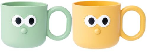 2 Stück Zahnputzbecher Kinder, Niedlich Zahnbürstenhalter Ohne Bohren, Zahnputzbecher Kunststoff Set, Langlebig und Sturzsicher, Exquisit und Kompakt, für Täglichen Gebrauch (Gelb und Grün)