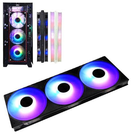 360mm 5V ARGB Computer Case Fan, 360mm Single Frame Fan Unit with 3 X 120mm RGB Fans, PC Cooling Fan Wind Speed Up to 2200RPM for 360 Water Cooling Cooling and Chassis Ducting