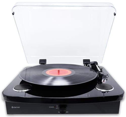 Denver Vinyl Record Player With Stereo Speakers - Bluetooth Send & Receive - USB & SD Recording - AUX IN & RCA Out - VPL-230 Black