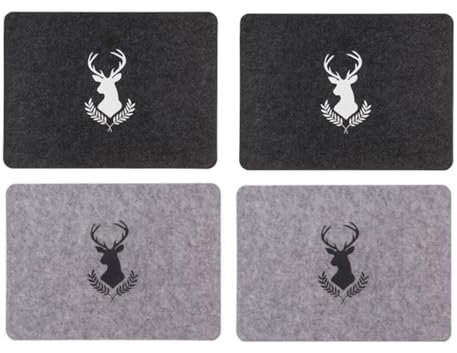 Tischsets mit Hirschmotiv, 4 Stück, grau und anthrazit