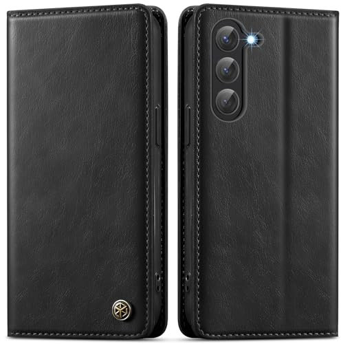 GUCASBE Handyhülle für Samsung Galaxy S23 5G Hülle Premium PU Lederhülle für Samsung S23 Wallet Flip Case mit Kartenfach Standfunktion RFID Schutzhülle Klapphülle für Galaxy S23 5G, Schwarz
