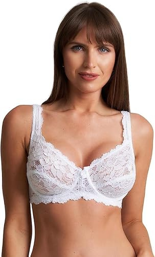 CHAAL Women's Lace Underwired Full Cup Bra WomenFloral Lace Push-Up Bra Full Coverage, Non-Padded Soft Cup Bra with Adjustable Straps for Everyday Comfort Bra