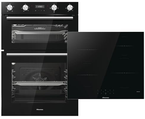 Hisense Double Electric Oven and Hob Pack, 88 x 59.4 x 56.3 cm, Black, LED Display, Touch Control